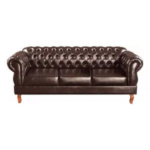 Sofá Chesterfield 3 Lugares Duquesa Vintage Retrô Capitonê Couro Marom