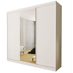 Guarda Roupa 3 Portas De Correr Com Espelho Central 4 Gavetas Evidence Minastex Branco