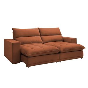 Sofá Retrátil E Reclinável Martinho Veludo Terracota 2,30m