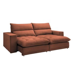 Sofá Retrátil E Reclinável Martinho Boucle Terracota 2,30m