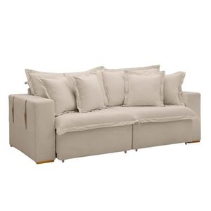 Sofá Cama Retrátil E Reclinável Arizona Boucle Bege 2,40m