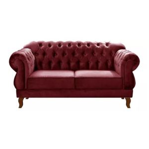 Sofá Chesterfield 2 Lugares Duquesa Vintage Retrô Capitonê Suede Bordô