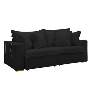 Sofá Cama Retrátil E Reclinável Arizona Veludo Preto 2,40m