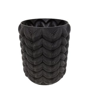 Vaso Porta Objeto 3d Decorativo Sala 12 Cm Preto