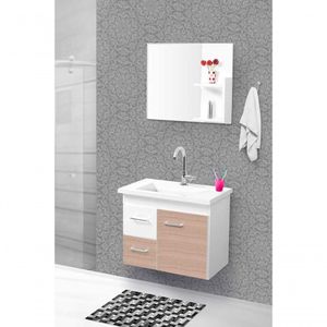 Armario Banheiro Fimap 73cm Kit Quality Branco-maple