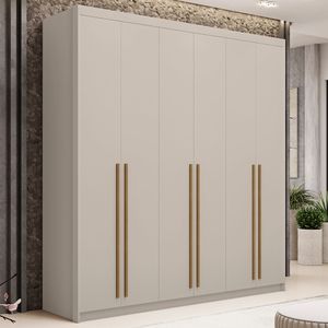 Guarda Roupa Casal 6 Portas Com Espelho 230cm Dubai Fendi - Vila Rica