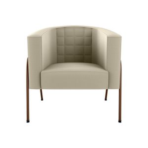 Poltrona Decorativa Base Em Metal Bronze Lisboa Bege Matrix Bege-bronze
