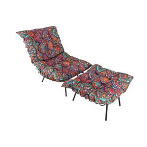 Poltrona Costela Com Puff Amalia Velluto Wavematrix Wave Div
