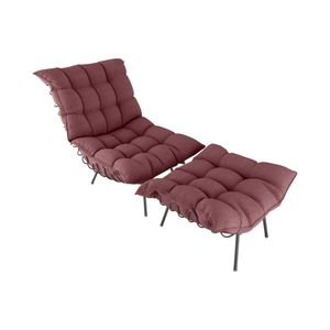 Poltrona Costela Com Puff Amalia Velluto Genebra Matrix Genebra