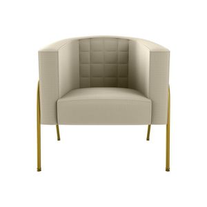 Poltrona Decorativa Base Em Metal Dourada Lisboa Bege Matrix Bege-dourada