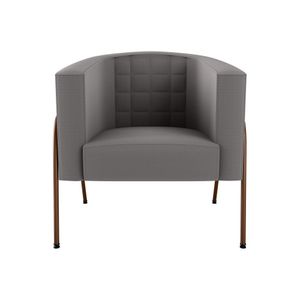Poltrona Decorativa Base Em Metal Grafite Lisboa Cinza Matrix Cinza-bronze