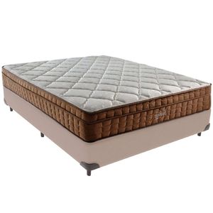 Cama Box Bege E Colchão Anjos Star Pillow In Molas Ensacadas Casal Anjos