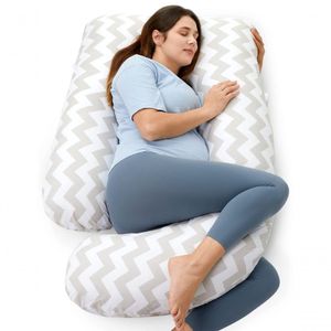 Momcozy Travesseiro Gestante 57 Forma U Capa Removível Algodão Geométrico