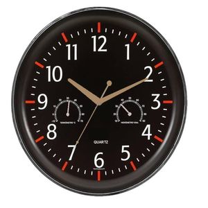 Relogio Parede Termometro Higrometro Medidor Temperatura Decorativo Escritorio Vintage Preto Luxo