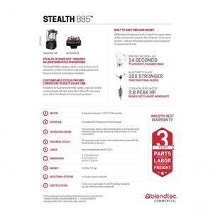 Blendtec Stealth 885 Liquidificador Com 2 Jarras Fourside - Preto