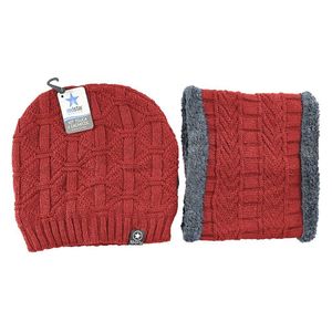 Kit Gorro De Frio E Cachecol Estilo Gola - Vinho