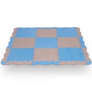 Kit 9 Peças Tapete De Eva Evamax Wave 10mm - 32x32cm Cinza-azul