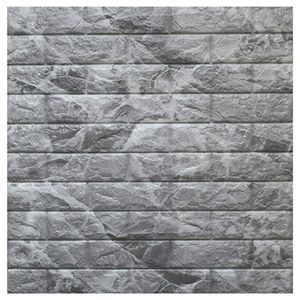 Papel De Parede Painel 3d Tijolo Cinza Auto Adesivo 77x70cm Revestimento Espuma Autocolante