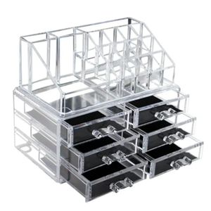 Organizador Maquiagem 6 Gavetas Acrilico Grande 17 Divisorias Porta Batom Cosmeticos Pinceis Caixa Esmalte Joias