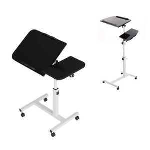 Mesa Notebook Dupla Articulada Mesinha Altura Ajustavel Suporte Computador Jantar Com Rodinhas Escrivaninha Carrinho Mul
