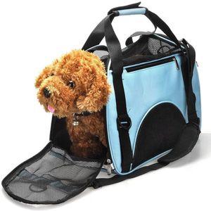 Mochila Pet Cachorro Bolsa Transporte Gato Canguru Caes Mala Dobravel Viagem Aviao Carro Azul