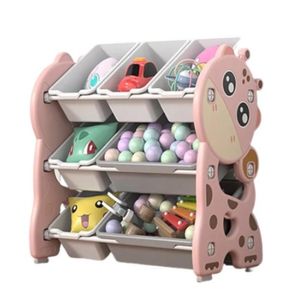 Estante Caixa Organizador De Brinquedos Bau Infantil 3 Prateleiras Porta Treco Multiuso Bebe Rosa Girafinha