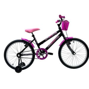Bicicleta Aro 20 Feminina Infantil Cesta Rodinha Lateral