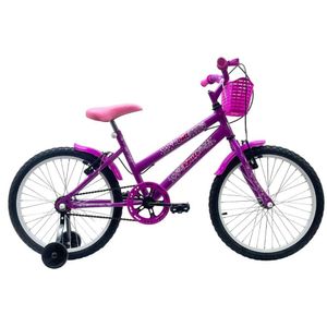 Bicicleta Aro 20 Feminina Infantil Cesta Rodinha Lateral
