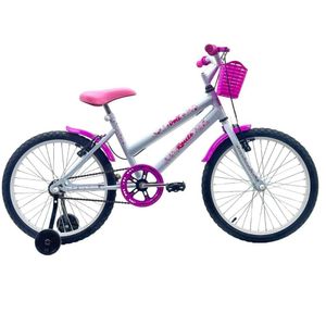 Bicicleta Aro 20 Feminina Infantil Cesta Rodinha Lateral