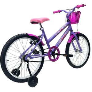 Bicicleta Aro 20 Feminina Infantil Cesta Rodinha Lateral