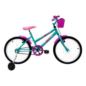 Bicicleta Aro 20 Infantil Feminina + Cesta + Rodinha Verde