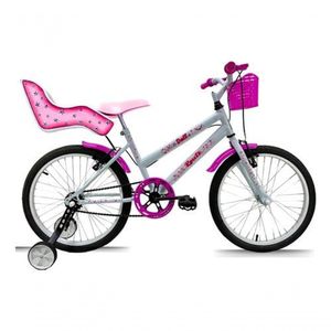 Bicicleta Infantil Aro 20 Feminina + Rodinha + Cadeira Branco