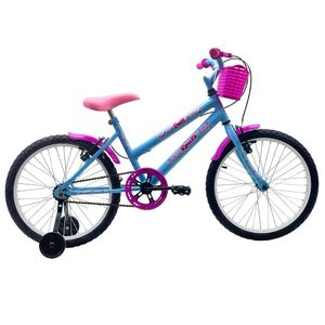 Bicicleta Aro 20 Feminina Infantil Cesta Rodinha Lateral