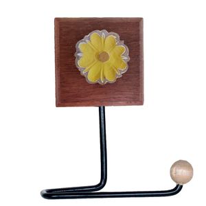 Porta Papel Higiênico Madeira Flor Cor Amarelo