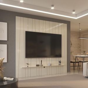 Painel Ripado Horizon Para TV Até 75 Polegadas 225cm Off White