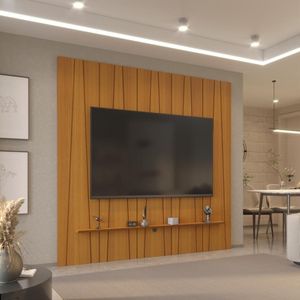Painel Ripado Horizon Para TV Até 75 Polegadas 225cm Cedro