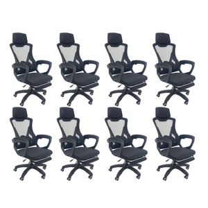 Kit 8 Cadeiras de Escritório Presidente Executiva Oficial Supreme Preto