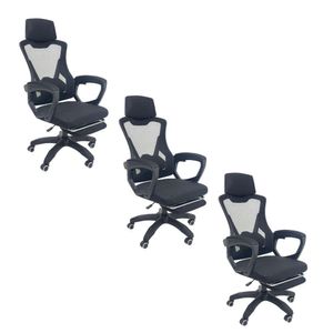 Kit 3 Cadeiras de Escritório Presidente Executiva Oficial Supreme Preto