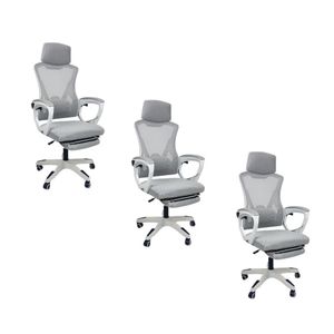 Kit 3 Cadeiras de Escritório Presidente Executiva Oficial Supreme Cinza