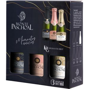 Kit Mini Espumante Monte Paschoal Brut 3x187 Ml