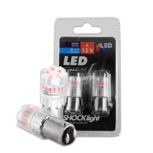 Kit Lâmpadas Led Vermelha 1157 6/9 Titanium 23 Smd-4014/3030 2 Polo 12v Shocklight