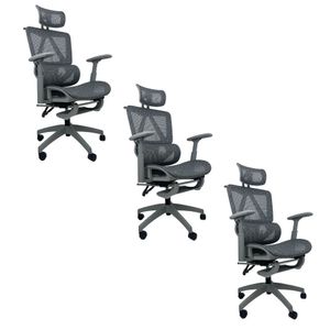 Kit 3 Cadeiras de Escritório Presidente Executiva Oficial Titan Cinza