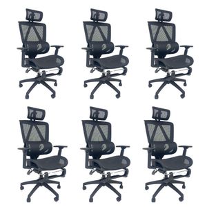 Kit 6 Cadeiras de Escritório Presidente Executiva Oficial Titan Preto