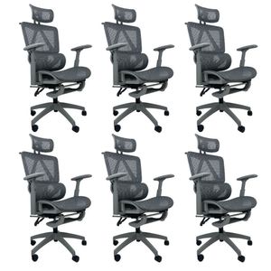 Kit 6 Cadeiras de Escritório Presidente Executiva Oficial Titan Cinza