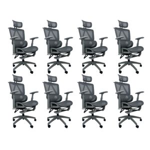 Kit 8 Cadeiras de Escritório Presidente Executiva Oficial Titan Cinza