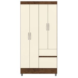 Guarda Roupa 102 Cm 4 Portas Plus 10090 Imbuia Champanhe Vlr Imbuia Champanhe