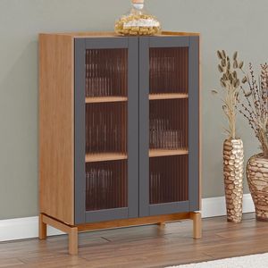 Cristaleira 2 Portas Vidro Canelado 80 Cm 2156 Tauari Concret Milani Store
