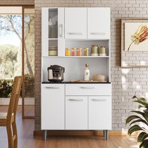 Cozinha Compacta 6 Portas 1 Gavetas 91 Cm Coral Branco Pln Branco