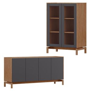 Cristaleira 2 Portas Vidro Balcao Buffet 4 Portas Tauari Concret Milani Store