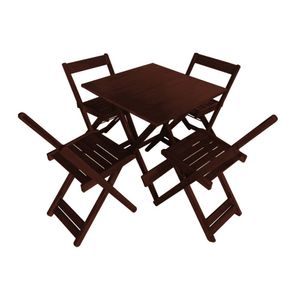 Jogos De Mesa 70 X 70 Com 4 Cadeiras Dobráveis Imbuia